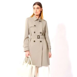 CINZIA ROCCA ICONS DOUBLE BREASTED GREY TRENCH COAT IN TECHNICAL FABRIC
